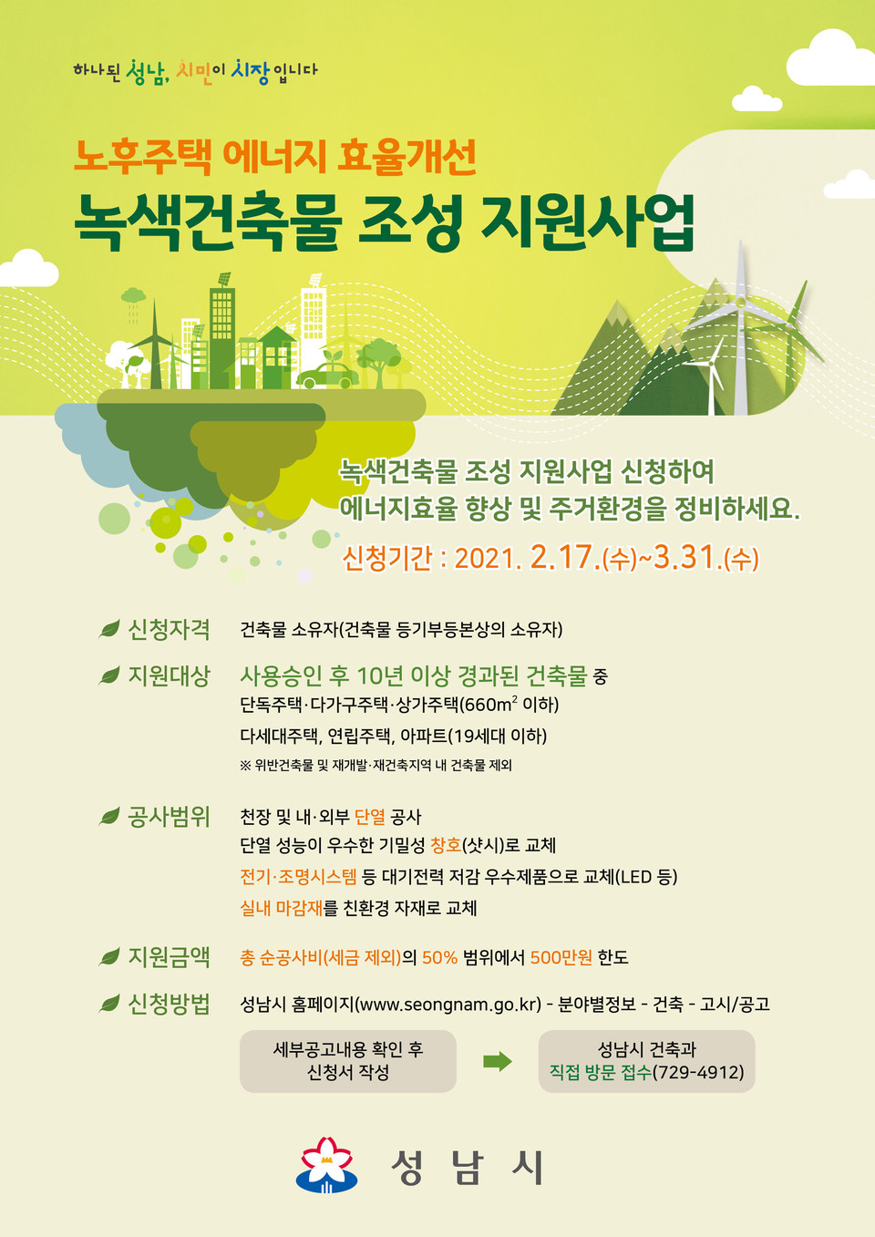 성남시 ‘노후주택 에너지 효율개선’ 녹색건축물 조성 지원사업(자료제공=성남시)