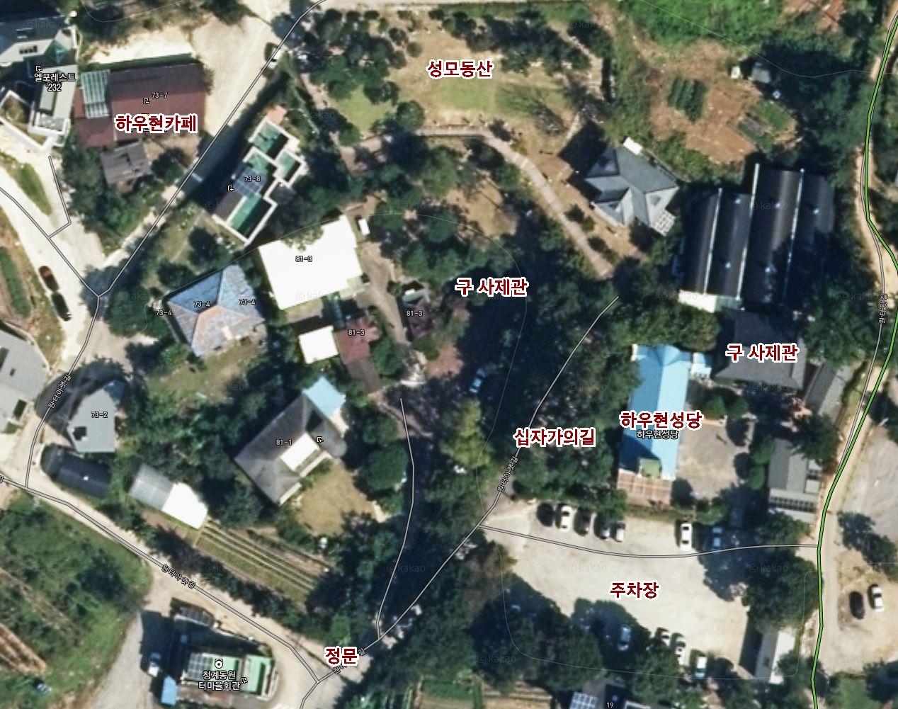 하우연성당 배치(사진=카카오맵 갈무리)