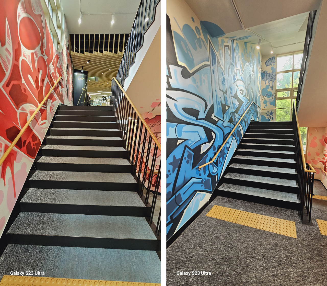 2, 3층으로 올라가는 계단에는 벽화로 장식해 다이내믹한 공간으로 연출했다.(사진=권승기)