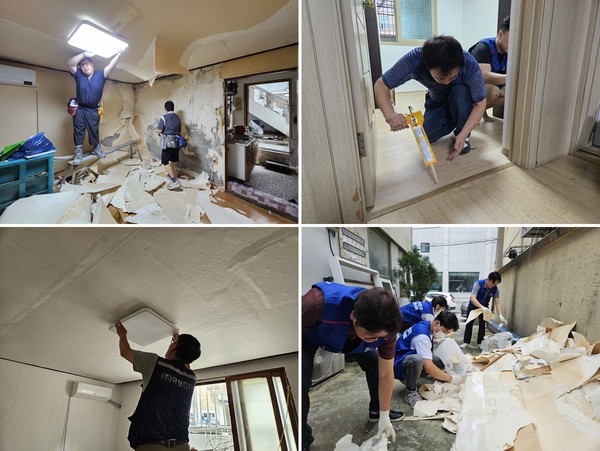 도배·장판·LED전등 교체 등의 주택 내부 환경개선 작업을 진행하고 있다(사진=장명주)