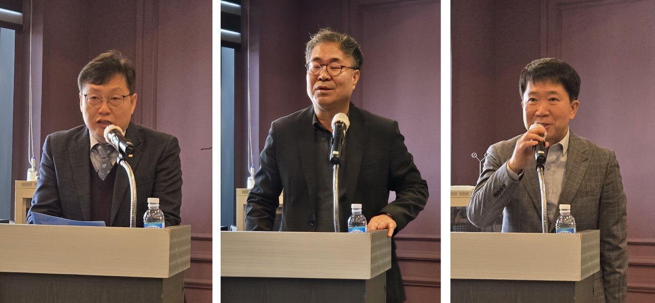 축사, (왼쪽부터)경기도건축사회 허영권 부회장, 경기도건축사신협 윤주환 이사장, 수원시청 고호 건축과장(사진=최선옥)