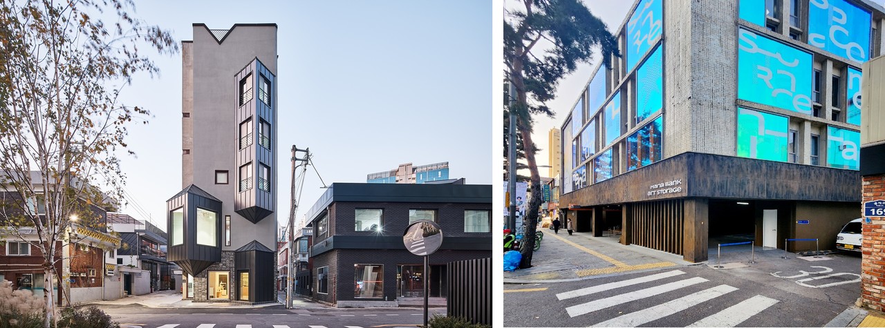 (좌)성수동 근생주택(사진=이한울), (우)하나은행 개방형 수장고 하트원(사진=박정연)