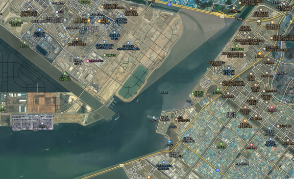 2024년 오이도 일대의 간척사업(출처=카카오지도)